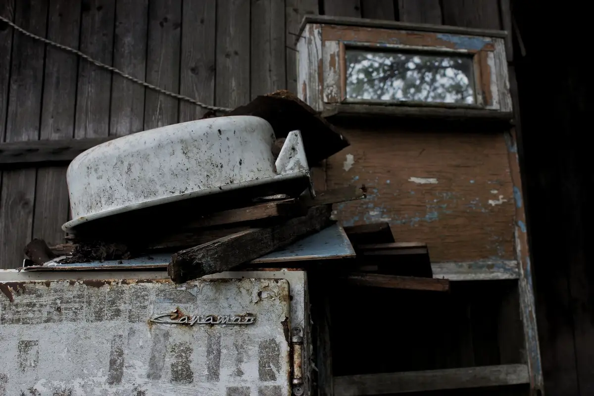 Old, worn-out household appliances